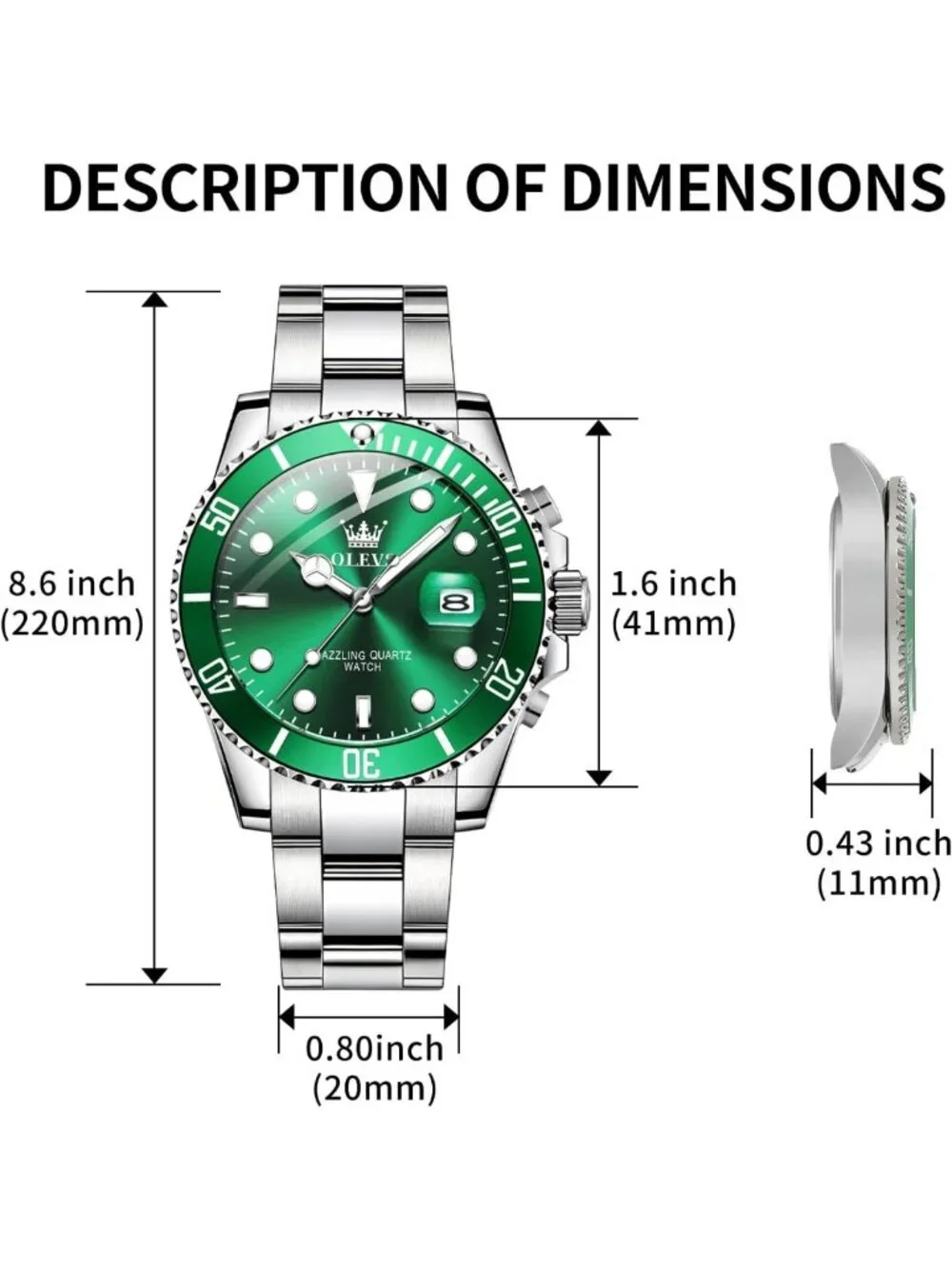 Luxury Men's Waterproof Quartz Watch - Big Stainless Steel Analog Timepiece